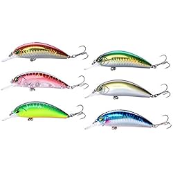 Black Minnow Para Trucha 6×SeñUelos Pesca Artificial Cebos, SeñUelos Lubina, SeñUelos De Pesca Spinning, Accesorios Pesca, Anzuelos Ultra Agudos, Agua Dulce Y Mar, para Lubina Carpa Black Minnow Trucha SeñUelo (6.5, 6pc)