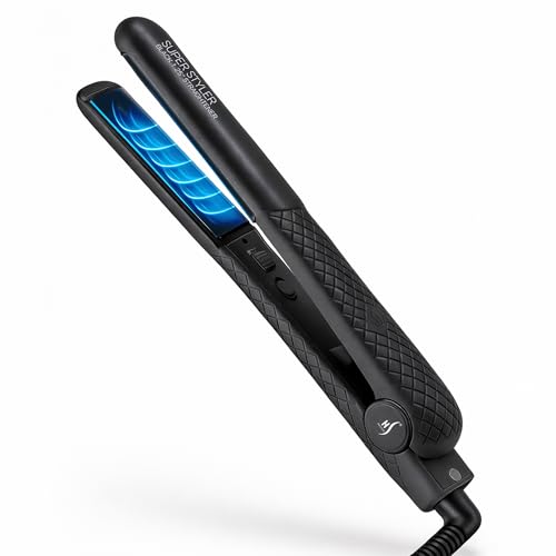 Herstyler Superstyler Onyx Ceramic Flat Iron - Ceramic Hair Straightener with Adjustable Temperature - Travel-Friendly Dual Voltage Flat Iron