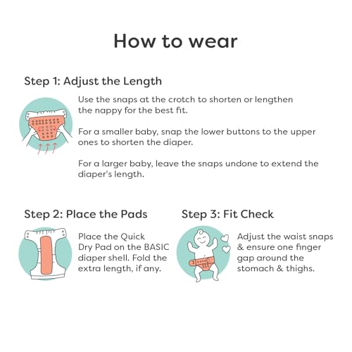 Image of Superbottoms Basic Leakage-proof advanced cloth diapers for babies, High Absorbent 100% cotton 2 reusable diaper and 2 insert pad Combo Pack washable cloth diaper 3M -3Years Adjustable, Reduces Rash