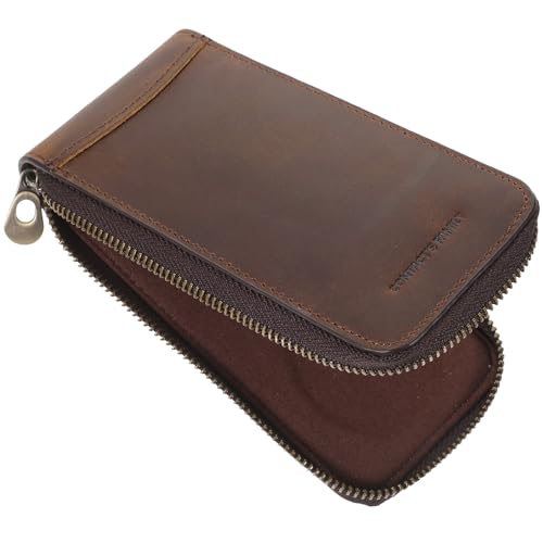 Hemobllo Leather Zipper Watch Case Retro Single Slot Pocket Watch Storage Box Watch Display Holder Watch Travel Box Jewelry Storage Organizer Coffee