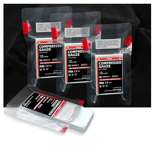 Sterile Compressed Gauze for Wound Packing, Emergency Compress Gauze Fold Bandage Roll for Home Basic First Aid Medical Ifak Tactical Outdoor (4)