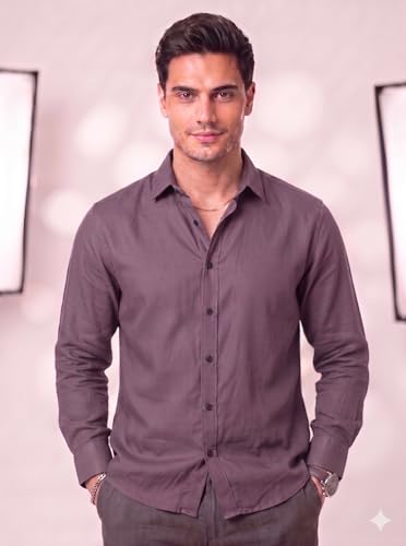 Image of Men's Cotton Blend Solid Casual Shirt Regular Fit Full Sleeve Shirt for Men Plain Formal & Casual Wear Collared Button Down Shirt