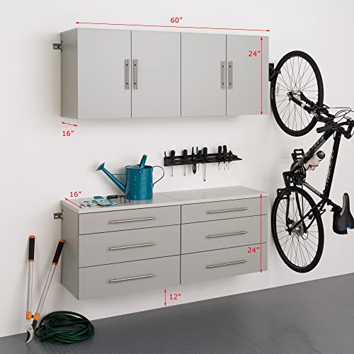 Image of Prepac HangUps 60'' 4-Piece Garage Storage Cabinets, Wood Hanging Kitchen Pantry Cabinet, Wall Mounted Laundry Room Cupboard for Garage, Kitchen and Laundry Organization, Set F, Light Gray