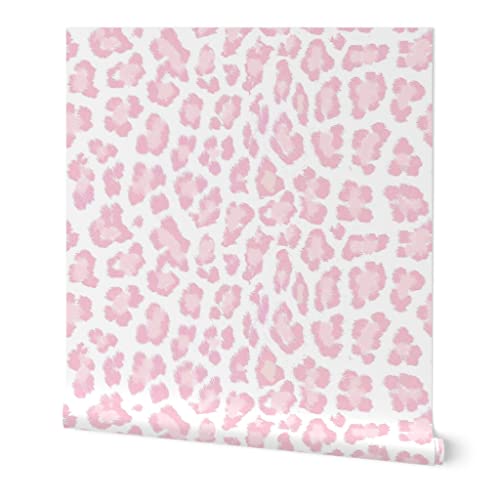 Peel & Stick Wallpaper Swatch - Blush Leopard Print Pink Skin Jaguar Cheetah Custom Removable Wallpaper by Spoonflower -  FI-F62-D9588988-SW