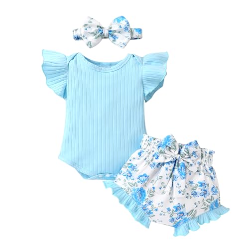Image of Tiny Cutey Newborn Infant Baby Girl Clothes Romper Floral Shorts Set Summer Outfits Baby Girls' Clothing