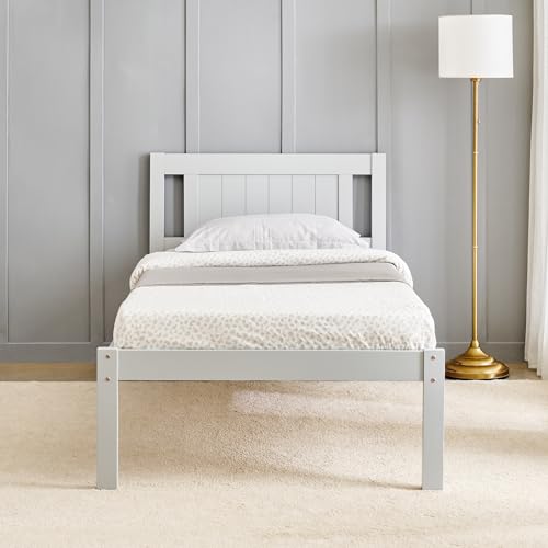 Image of Home Centre | Helios Taylor Lyra Single Bed | Solid Wood | Grey