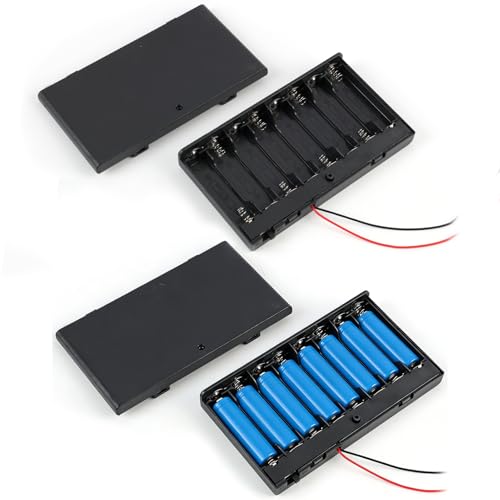 2 Portapilas De 12 V (8 Pilas AA), Carcasa De Plástico con Interruptor, Compartimento De Plástico Resistente para Pilas, Ideal para Bricolaje, Electrónica, Juguetes, LED