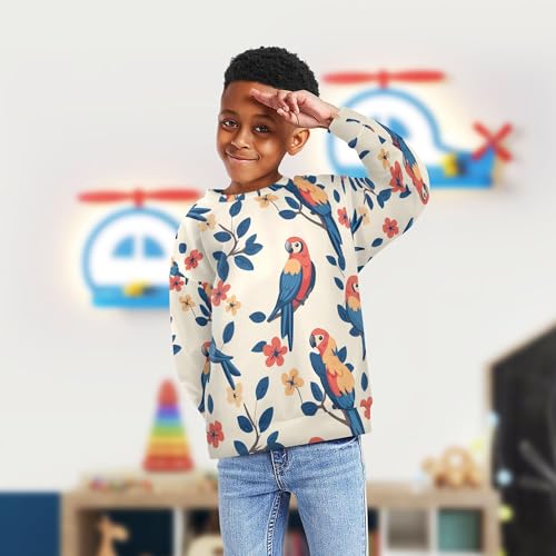 JUNZAN Cartoon Funny Macaw Neutral Kids Boys Hooded Sweatshirt Long Sleeve Fall Tops Shirts Party 4T4