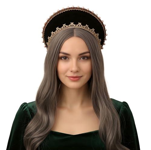 Coiffe royale coronet Anne Boleyn aux finitions perles et or