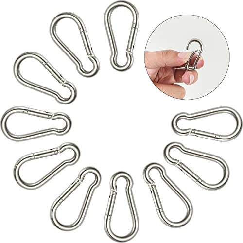 MYUYONG Spring Snap Hook 304 Stainless Steel Carabiner Camping Hiking Traveling Fishing (1.57 inch 10Pcs)