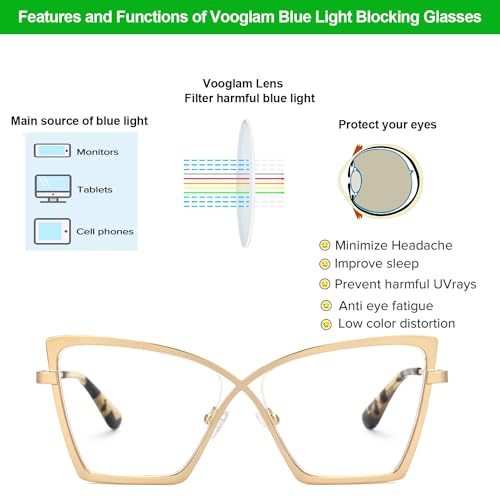 Image of VOOGLAM Butterfly Blue Light Glasses for Women Anti Eyestrain Dry Eyes Computer Phone TV Eyewear Felicja