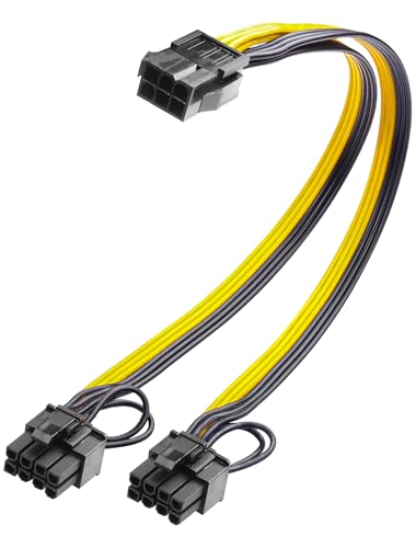ELFJMZP ATX 6-pin Female to Dual 8-pin (6+2) Male Adapter Cable Graphics Card Power Supply Extension Adapter Cable Suitable for GPU and Mining Card Power Cables 13in/33cm