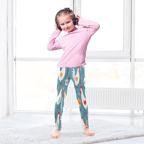 Bolaz Toddler Girls Leggings Printed Yoga Pants Leggings White Red Chicken for Kids4