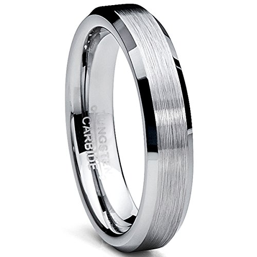 Ultimate Metals Anillo de Matrimonio Tungsteno Unisexo, Banda Acadada Pulida y Mate 4mm