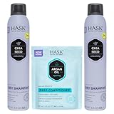 HASK Chia Seed Volumizing Dry Shampoo Duo (4.3oz-Qty 2) & Argan Oil Repairing Deep Conditioner Packette, Aluminum-Free, Sulfate-Free, Paraben-Free, Color Safe, for All Hair Types