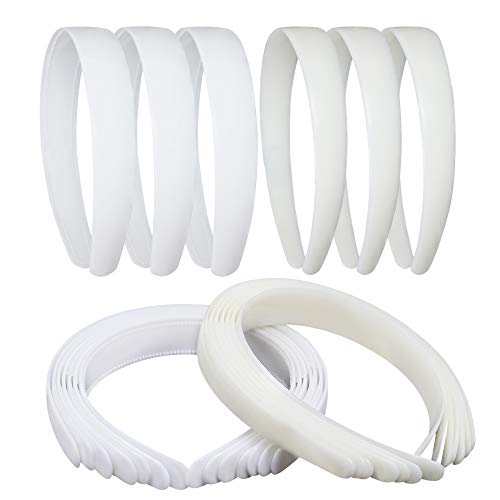 Homgaty 20 Pezzi Cerchietti per Capelli in Plastica Bianca e Avorio, con e Senza Denti, per Donna, Ragazze, Bambina Progetti fai da te (10 avorio e 10 bianchi)