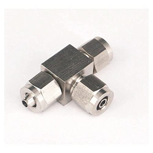 Tee Stainless Steel Bulkhead Qucik fit Hose Pipe Fitting Connector Adapter for 6mm/4mm OD/ID Hose Operating Pressure 2.5 Mpa
