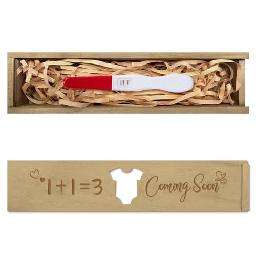 CHGCRAFT   Caja de regalo para anuncios de embarazo con tapa corrediza, regalo de anuncio de madera con palabra al marido abuelos padres 8x2x1.2 pulgadas