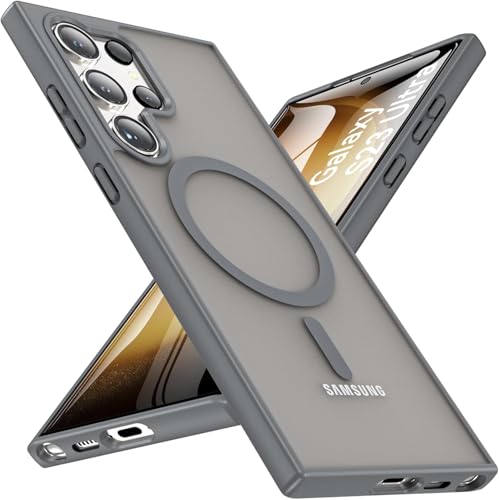 Image of OWKEY S23 Ultra Case 6.8'', Magnetic Samsung Galaxy S23 Ultra Case for Magsafe, [Shockproof Military] Translucent Back Slim Bumper Cover Phone Case Galaxy s23 Ultra case, Gray