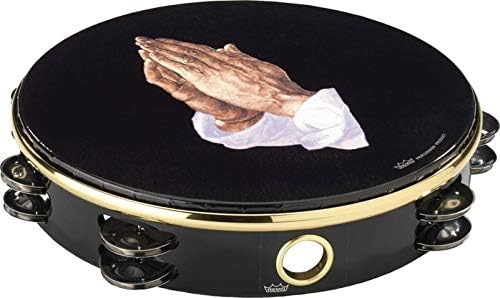 10" praise tambourine with 2 rows of 8 jingles, Praying Hands finish