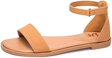 LM Women's Flat Sandals Open Toe One Band Ankle Strap Sandals Cas...