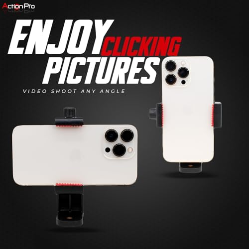 Image of Action Pro Phone Holder Mount Set (Pack of 2), Adjustable Mobile Clamp for Tripod & Action Cameras, Compatible with iPhone, Samsung, Google, Vivo, Oppo & All Smartphones