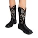 DREAM PAIRS Women's Cowboy Cowgirl Boots Embroidered Square Toe Mid Calf Western Boots Fashion Dress Chunky Low Heel Shoes for Theme Party Country Concert,Size 10,Black,DWUMMB2516