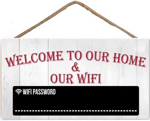 TOMATO FANQIE Welcome to Our Home & WiFi Password Chalkboard Gift Hanging Plaque Internet Sign 10x5 inch (US-G085) image 4
