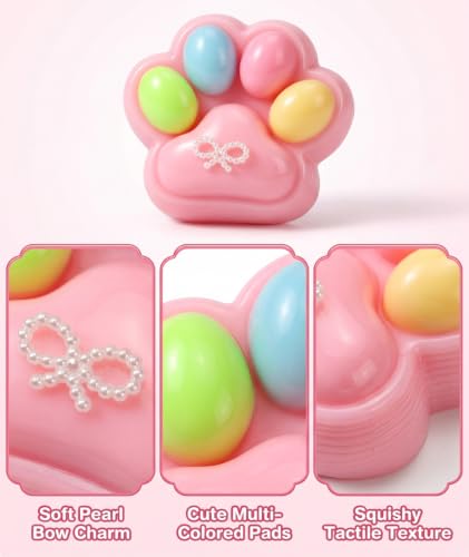 Image of 3PCS Taba Squishy Cat Paw, Taba Squishy for Relaxing Sensory Fidget Pinch Family for Kids Cat Paw Squeeze Cute Beautiful Cat Paw (Multicolored)