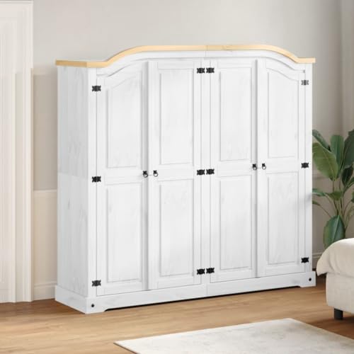 Nqyjm Armario Corona Blanco 194 x 52 x 186 cm Madera Maciza Pino Armario para Dormitorio