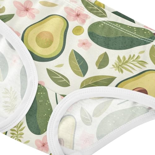 Wusikd Avocado Girls' Underwear Cotton Leaves Flowers Girls Briefs Soft Toddler Underwear 2T4
