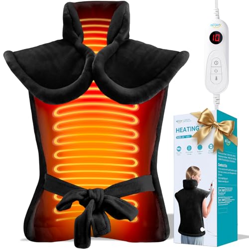 Image of ALLJOY Heating Pad for Back Pain Relief, 24 inchx33 inch Weighted Heating Pad for Neck and Shoulders and Back, Father-s Day Gift-s for Dad, Neck Heating Pad Fast-Heating with 6 Settings, Auto Shut-Off, Black
