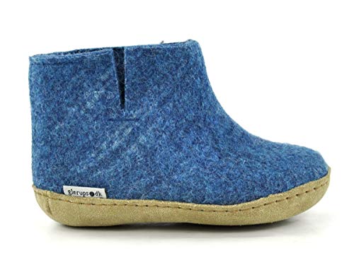 Preisvergleich Produktbild glerups dk Unisex - Kinder Hausschuhe,Jungen,Mädchen Hüttenschuhe,Ledersohle,Pantoffel Puschen Stiefel Lammwolle warm,Türkis,31 EU / 12 UK Child