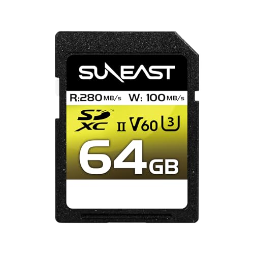 Image of SUNEAST Ultimate Pro 64GB SDXC UHS-II Memory Card - Up to 280MB /s, 100MB /s Write, V60, C10, U3, High Speed SD Card for 4K UHD 60fps Video, DSLR and Camera