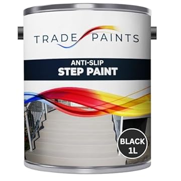 Anti-Slip Doorstep & Floor Paint - Suitable For Brick, Concrete, Masonry, Wood, Metal Surfaces - Step & Floors (Black, 1 Litre)