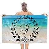 Handtücher Buchstabe F Tropische Blume Palmenblätter Strand-Tuch Bequem Duschtuch Mikrofaser Badetücher Für Meer Strand Camping 80X130Cm