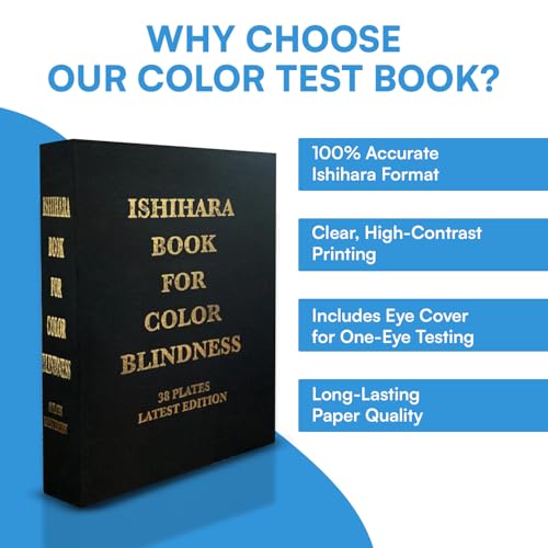 Ishihara Test Chart Books for Color Deficiency 38 Plates Latest Edition with User Manual and One Eye