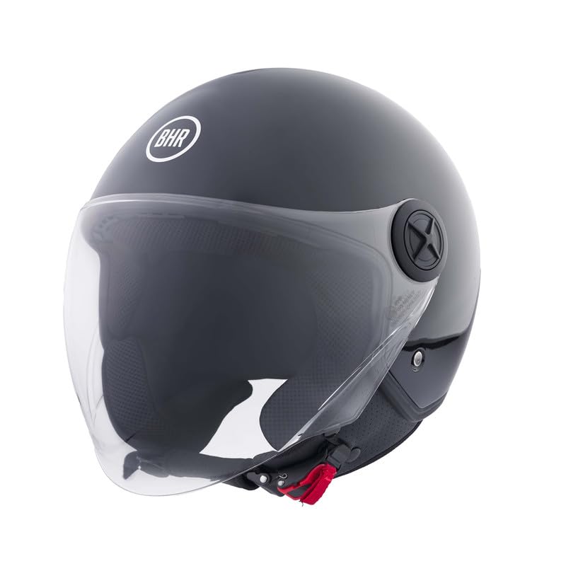 BHR Casco Demi-Jet 832 MINIMAL, Casco Scooter Omologato ECE 22.06 Leggero e Compatto, Ideale per Città e Sottosella, Nero Metallizzato, L