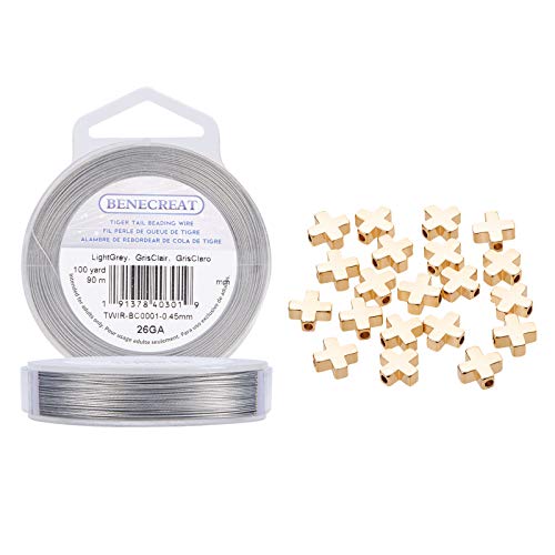 Benecreat 300-Feet 0.45Mm Stainless Steel Beading Wire With 30Pcs 6X4Mm 18K Gold Plated Spacer Beads For Diy Jewelry Making Findings #TOP19