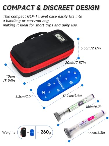 Image of YOUSHARES Travel Case for Zepbound & Mounjaro Pens,EVA Insulated Tirzepatide Cooler Travel Case TSA Approved with Temperature Display,Portable GLP-1 Pen Holder with 2 Ice Packs for Daily Use and Trips