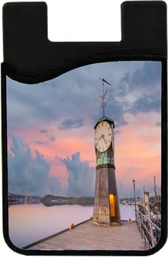 Island Gifting Neoprene Stick-on ID Card Holder for iPhone/Galaxy/Google Android Cases Featuring Image of Oslo Downtown City Skyline Waterfront