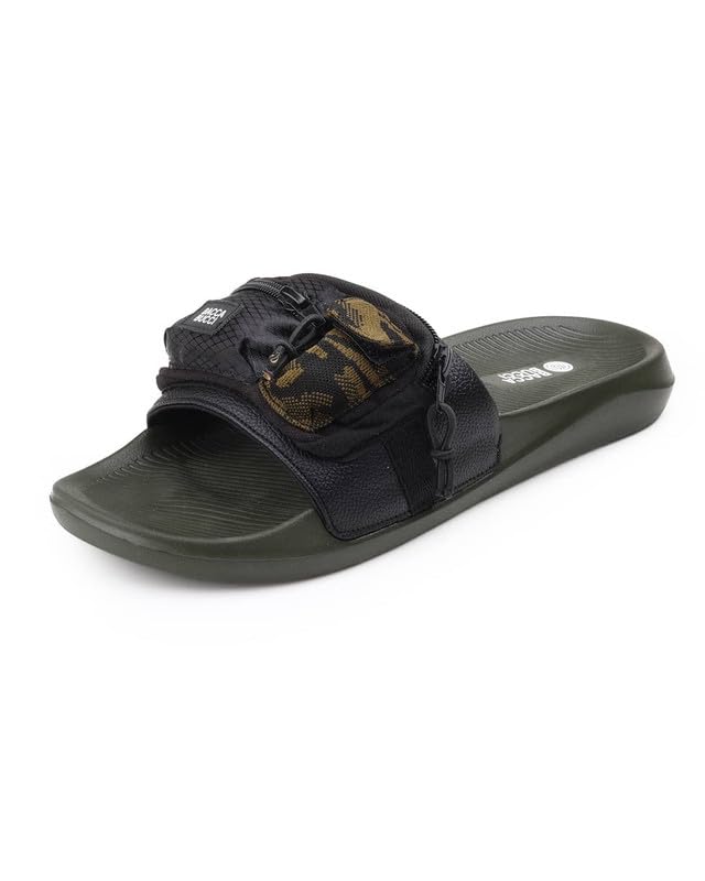 Utility Slide for Men | Dual Pocket Slides with Zipper & Velcro Closure | Cushioned EVA Footbed | Casual & Outdoor Slippers-image-48