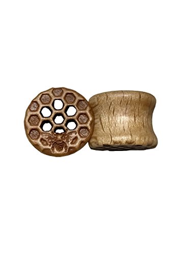 Pashoshka A/4 Organic Wood Honey Bee Plugs/Tunnels/Gauges 2 Piece (1 Pair) (A/21) (7/16 (11mm))
