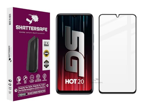 Image of Shattersafe Oleophobic Tempered Glass Screen Protector Compatible For Infinix Hot 20 5G [Pack of 1]. Edge To Edge Full Screen Protection With Easy Installation Kit & Case Friendly Fit.
