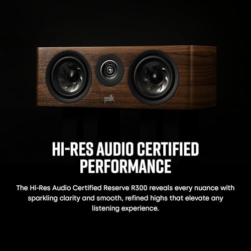 Image of Polk Audio Reserve Series R300 Compact Center Channel Speakers for Home Theater, Dynamic Audio, 1 inch Pinnacle Ring Tweeter & Dual 5.25 inch Turbine Cone Woofers, Hi-Res Certified, Wall Mountable, Black
