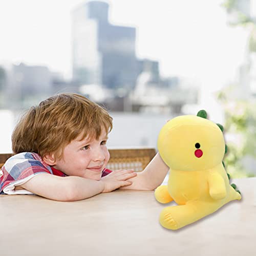 Yi Jia Hui Cute Dinosaur Plush Toys，Dinosaur Stuffed Animals Shape Big Hugging Pillow Soft 3D Toy，Dinosaur Plush Doll Cute Birthday Gifts For Kids Girls Boys (Yellow, 12In) #TOP6