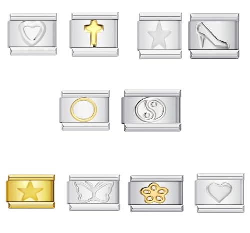 Eslabones de 9 mm Mon & Sons pulseras modulares con motivos de corazón para el estilo diario