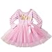 NNJXD Girl Shinny Stripe Baby Girl Long Sleeve Printed Tutu Dress Light Pink 2-3 Years
