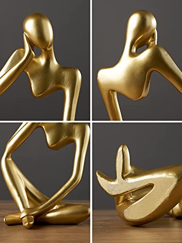 Tybbly Gold Thinker Statue Decor Accents Abstract Sculptures Home Decor Modern Resin Statues Golden Decor Accent For Bookshelf Coffee Table Shelf Desktop Office Decor Collectible Figurines Art Decor #TOP5