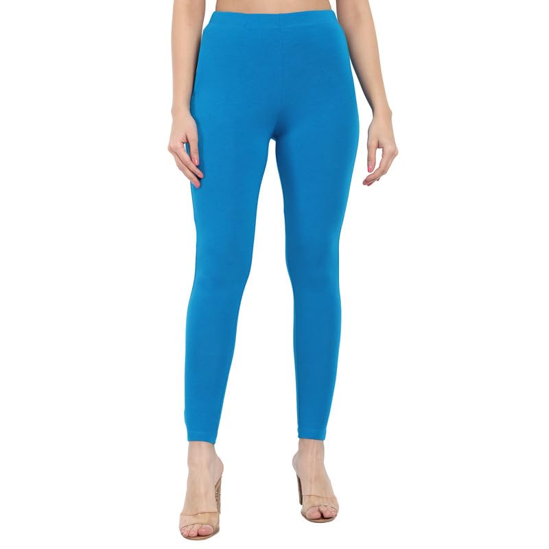 Image of ONE SKY Women Full Length Leggings | Cotton Modal Spandex Blend | High Waist Stretchable & Bio-Washed Fabric | Colour-Lock Technology | Comfortable Leggings for Women